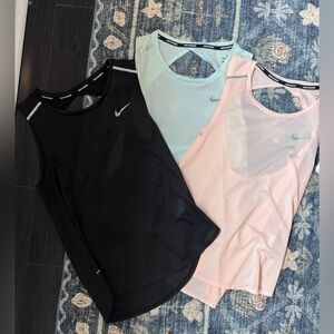 Nike Women's Dri-Fit Running Tanks Bundle - Black, Blue, Pink